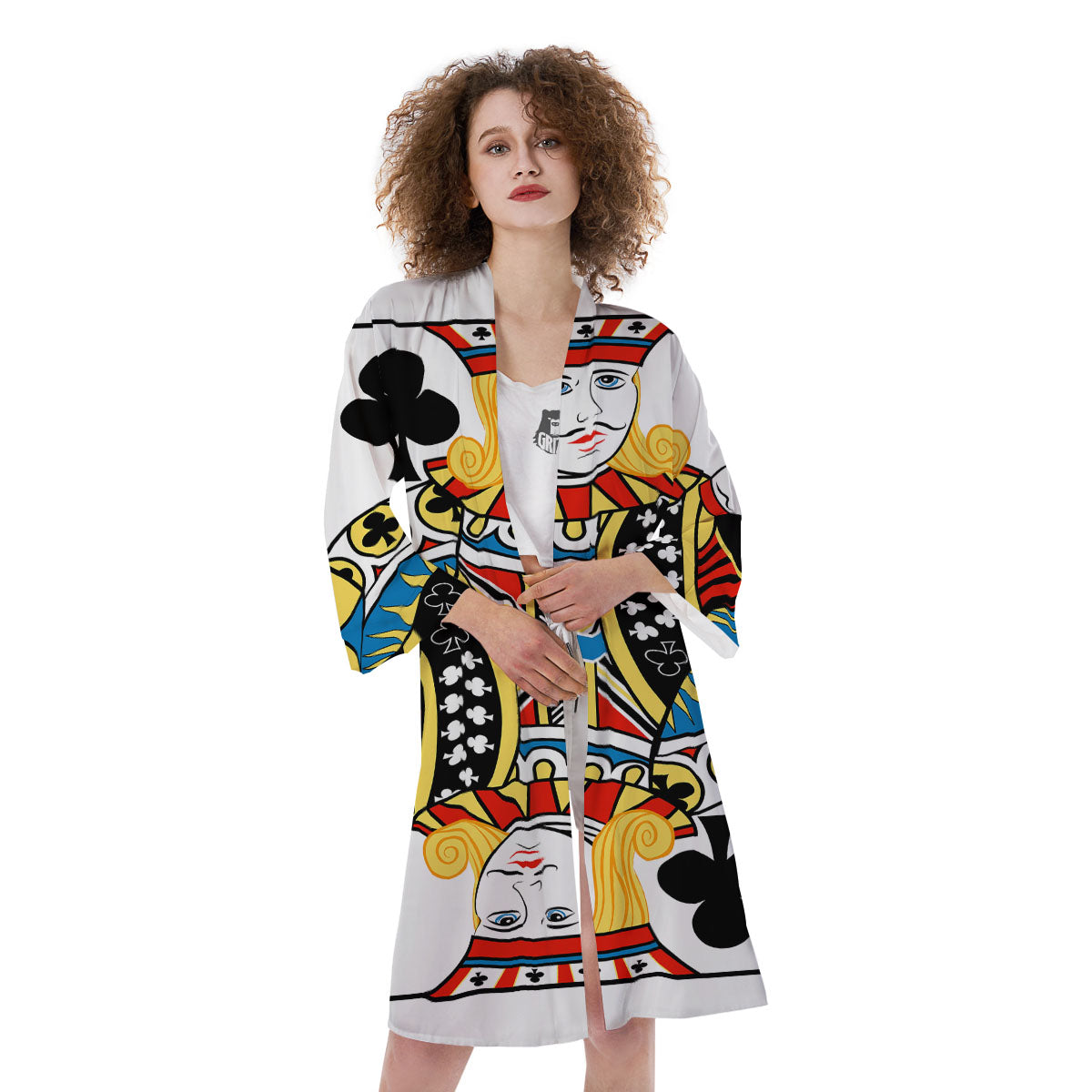 Playing Card Jack Of Clubs Print Kimono-grizzshop