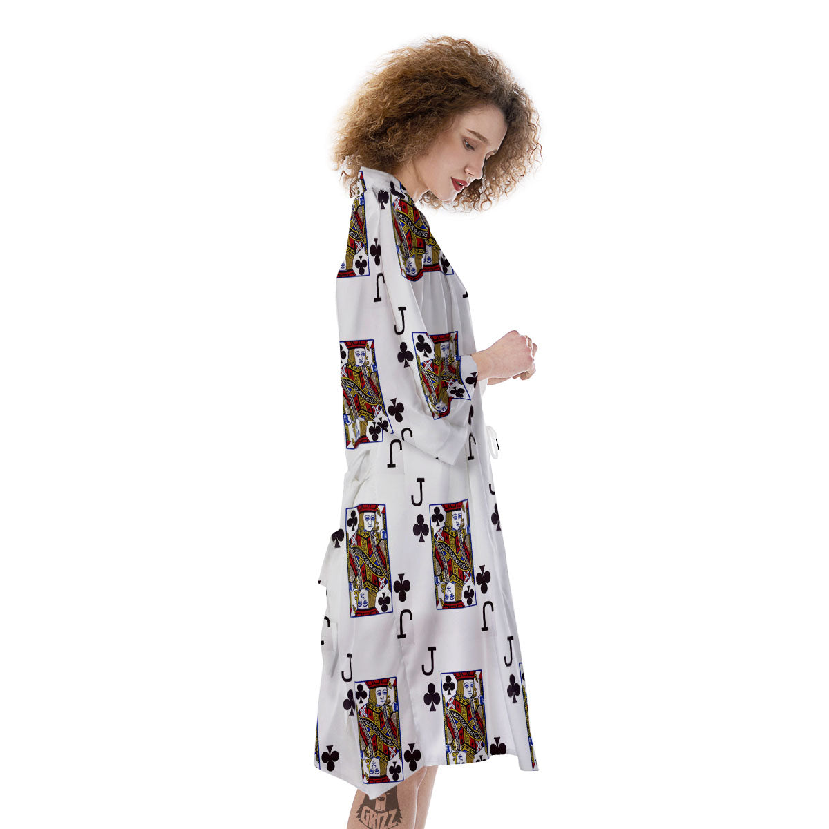 Playing Card Jack Of Clubs Print Pattern Kimono-grizzshop