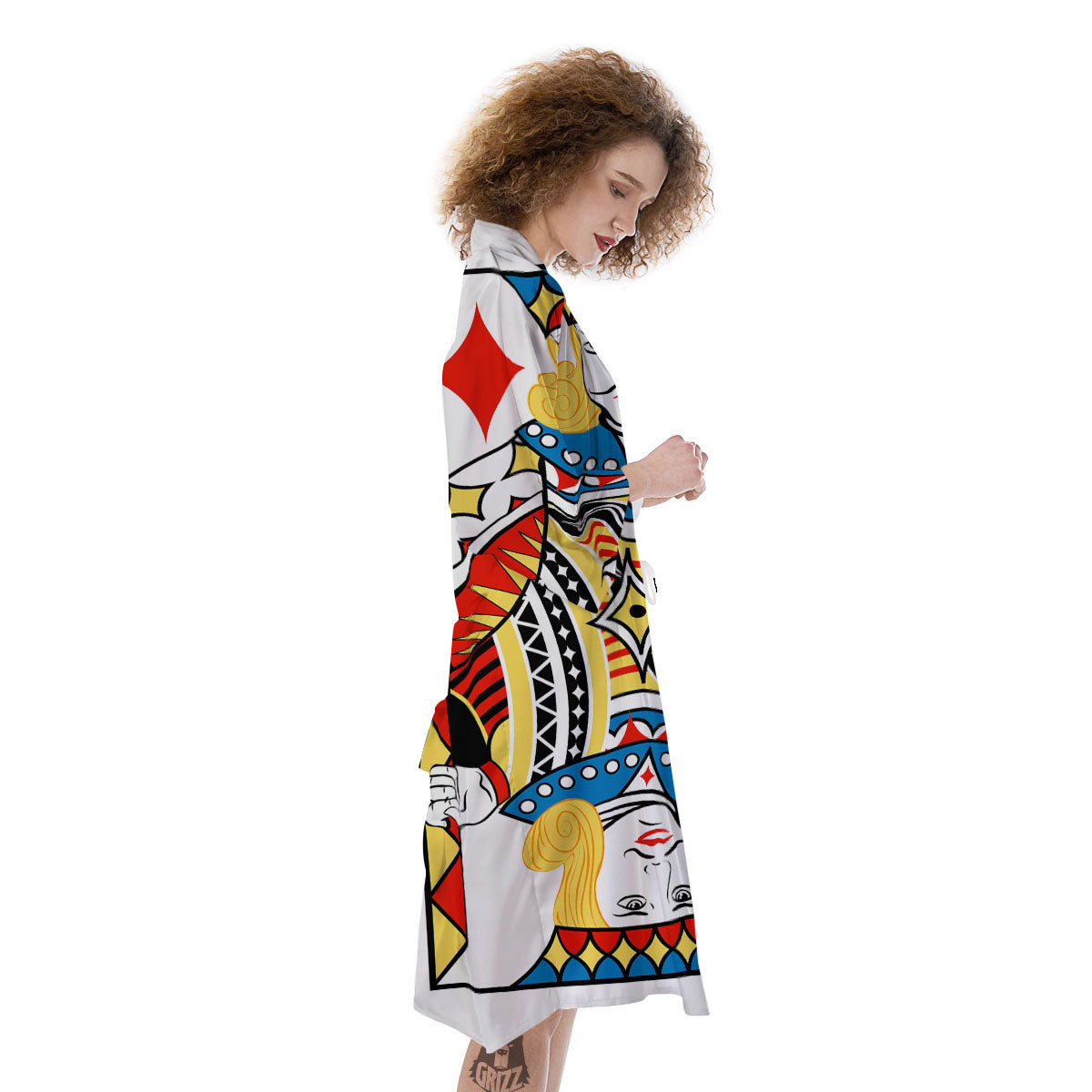 Playing Card Jack Of Diamonds Print Kimono-grizzshop
