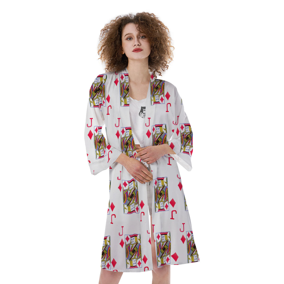 Playing Card Jack Of Diamonds Print Pattern Kimono-grizzshop