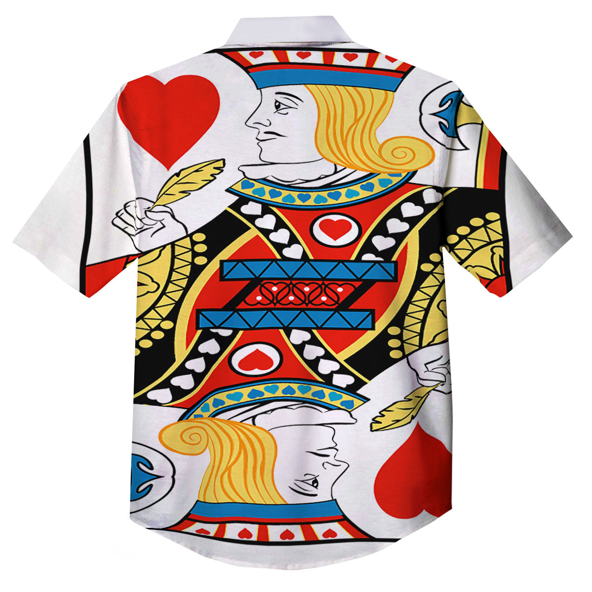 Playing Card Jack Of Hearts Print Button Up Shirt-grizzshop