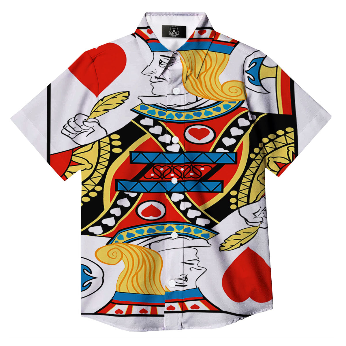 Playing Card Jack Of Hearts Print Button Up Shirt-grizzshop