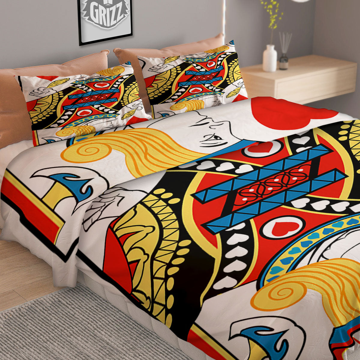 Playing Card Jack Of Hearts Print Duvet Cover Bedding Set