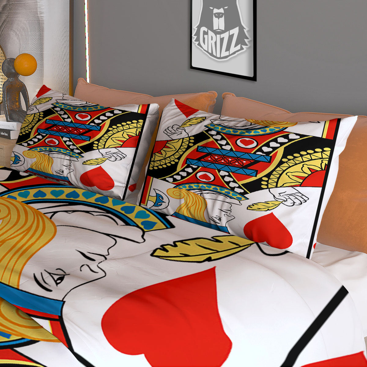 Playing Card Jack Of Hearts Print Duvet Cover Bedding Set