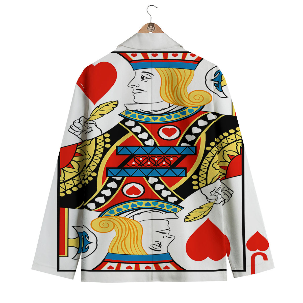 Playing Card Jack Of Hearts Print Men's Blazer-grizzshop