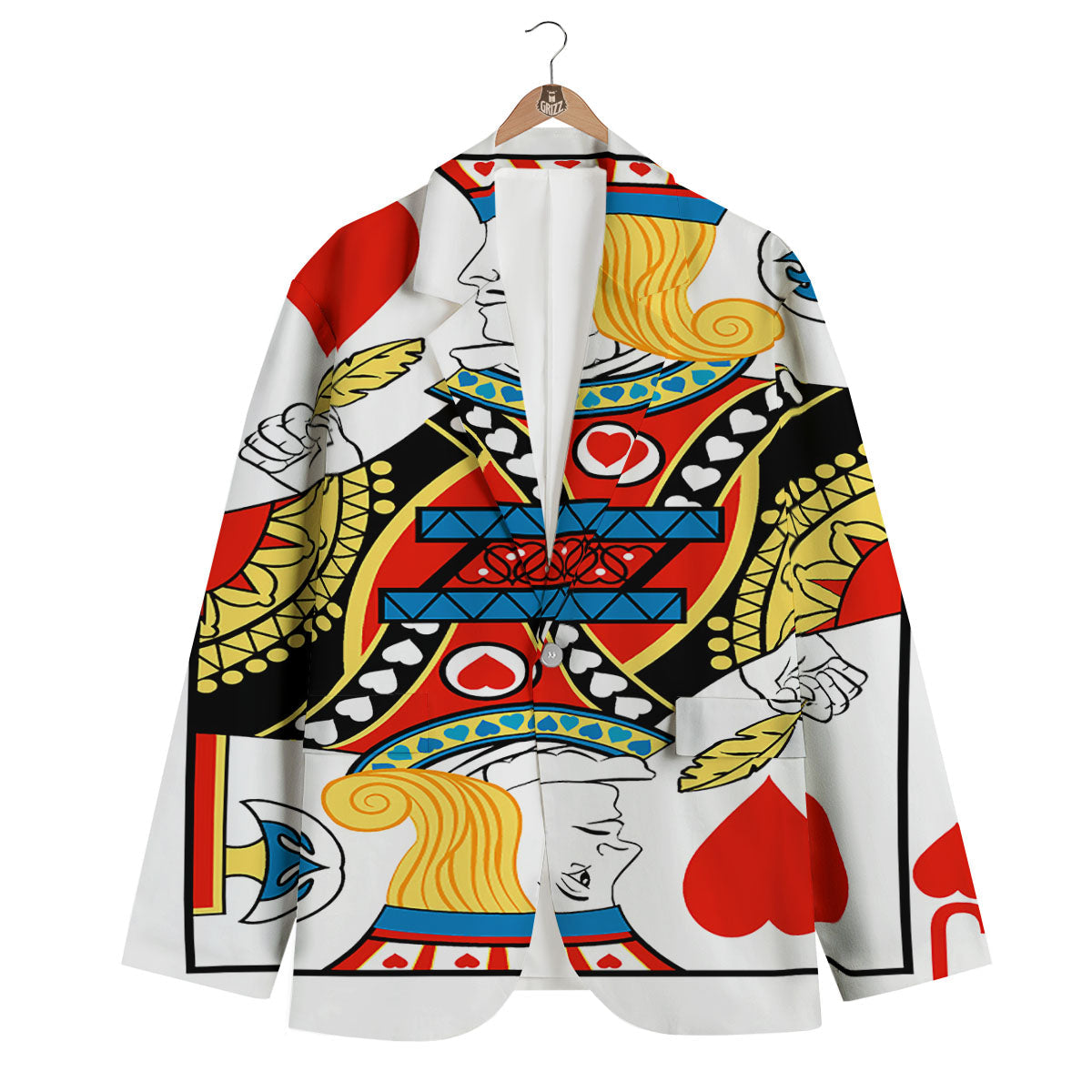 Playing Card Jack Of Hearts Print Men's Blazer-grizzshop