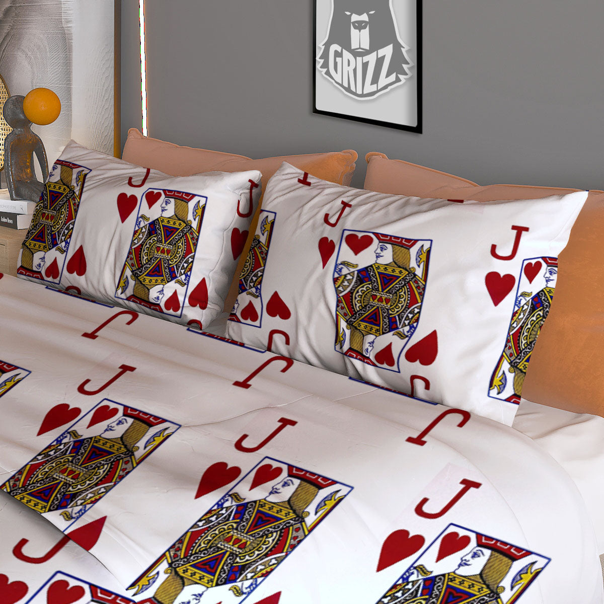Playing Card Jack Of Hearts Print Pattern Duvet Cover Bedding Set