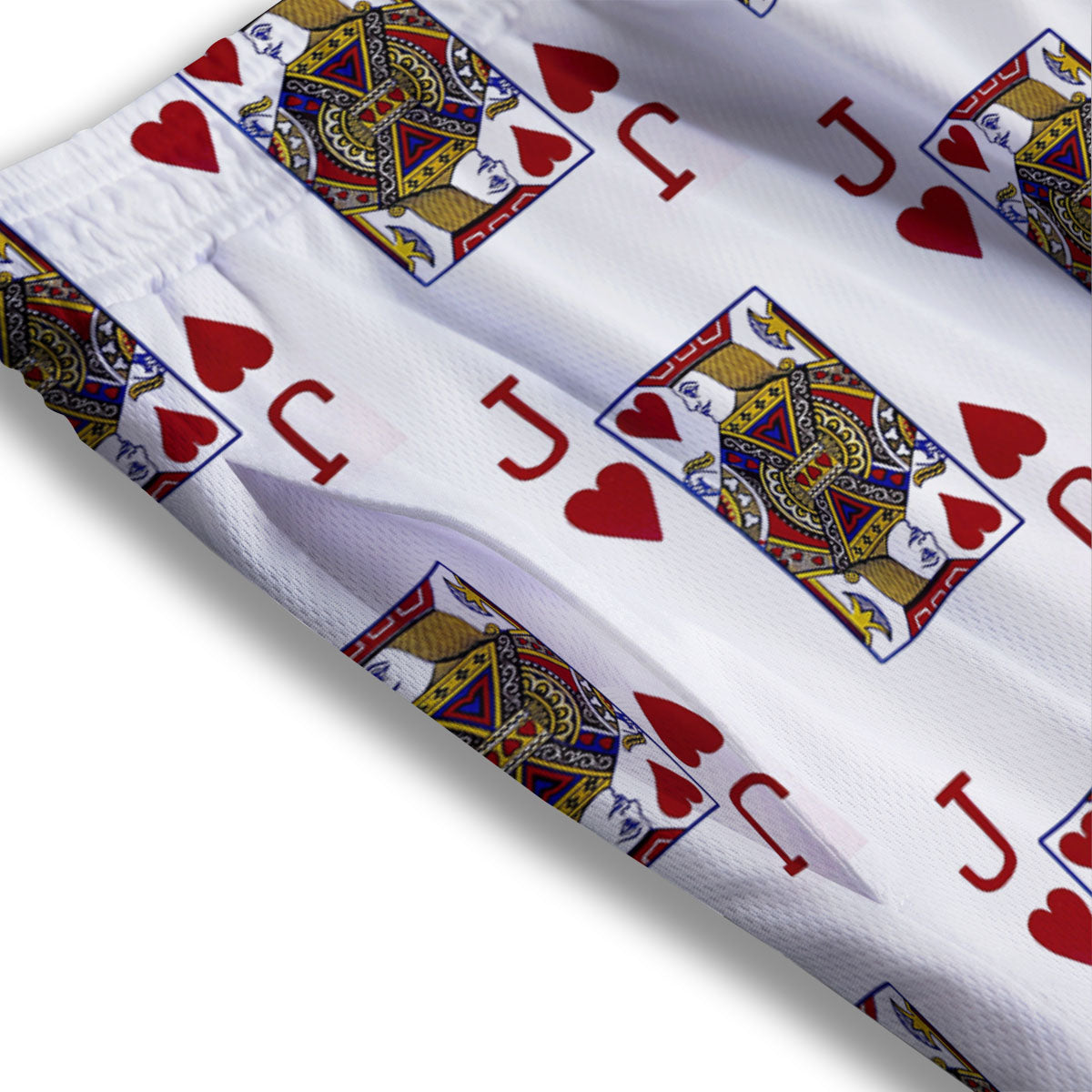 Playing Card Jack Of Hearts Print Pattern Mesh Shorts