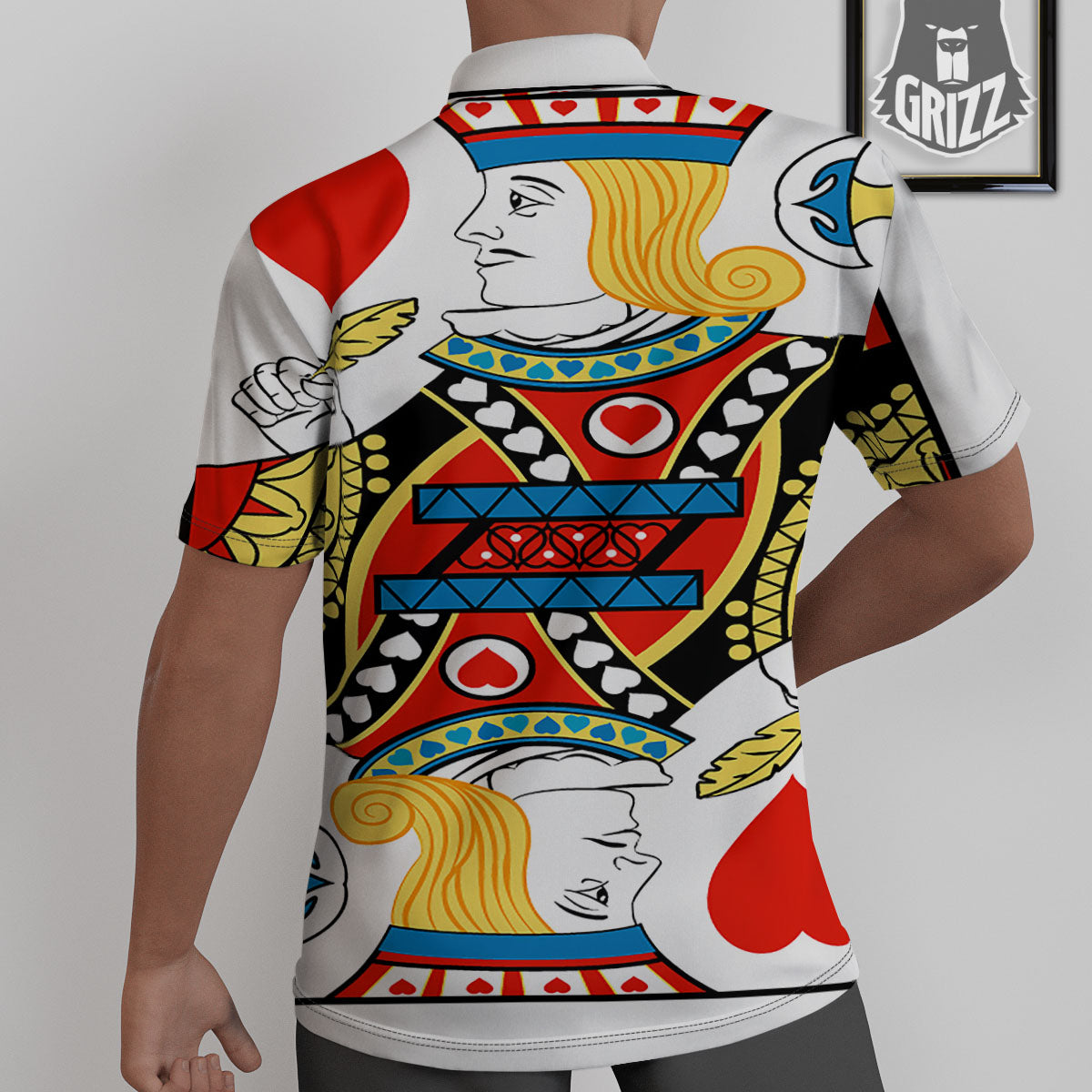 Playing Card Jack Of Hearts Print Untucked Shirts-grizzshop