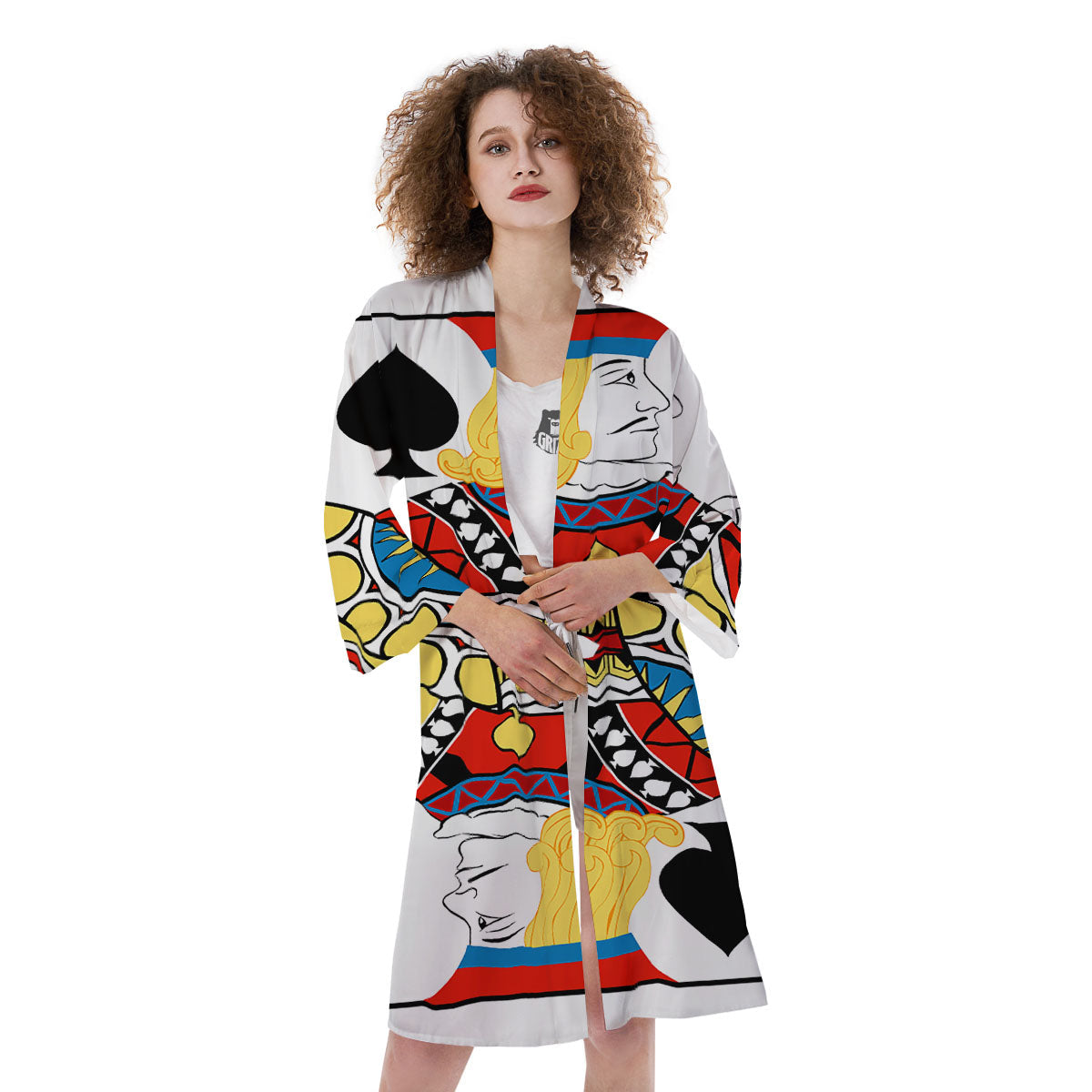 Playing Card Jack Of Spades Print Kimono-grizzshop