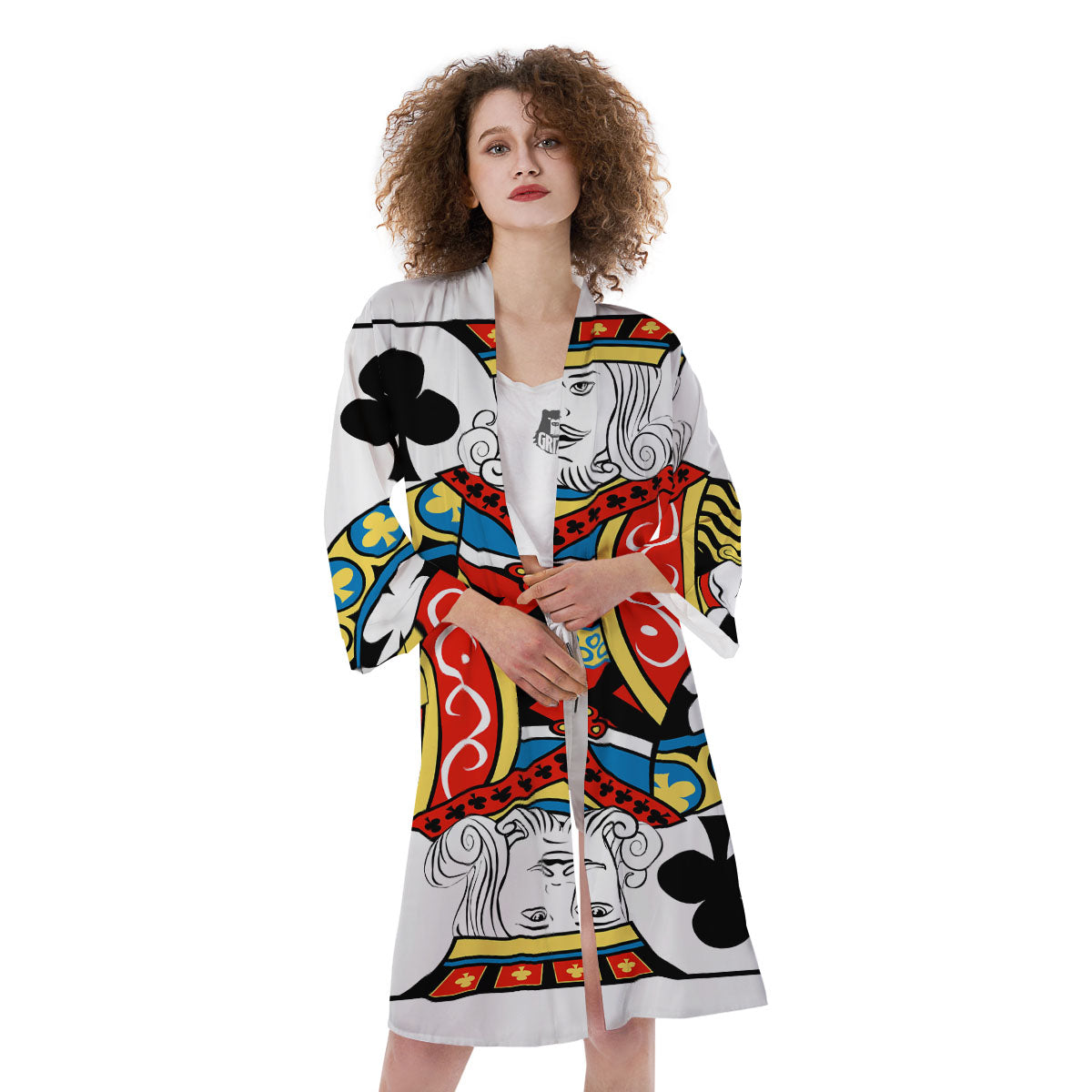 Playing Card King Of Clubs Print Kimono-grizzshop
