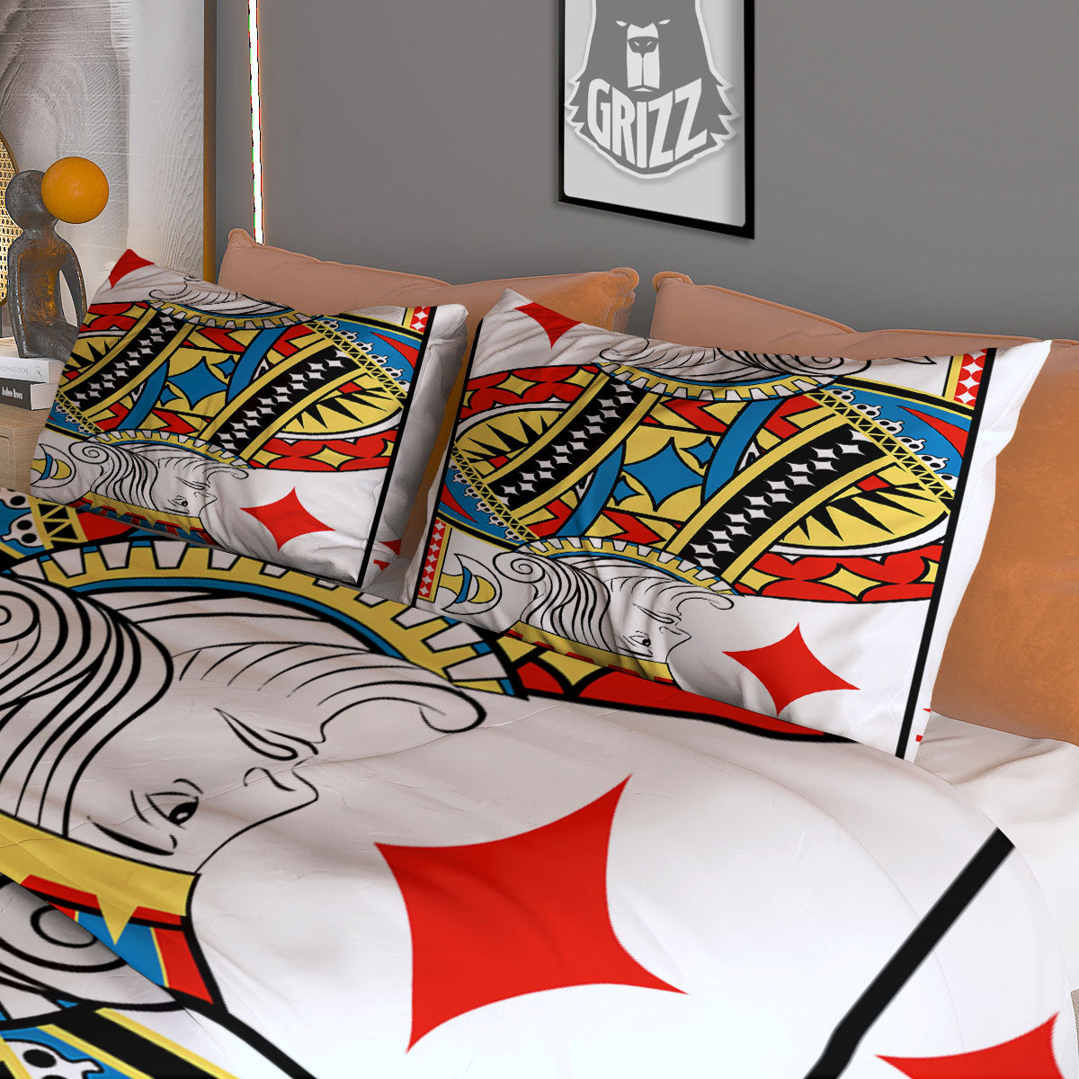 Playing Card King Of Diamonds Print Duvet Cover Bedding Set