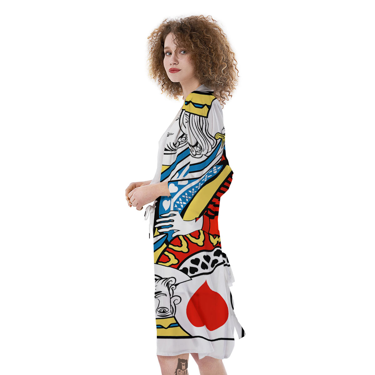 Playing Card King Of Hearts Print Kimono-grizzshop