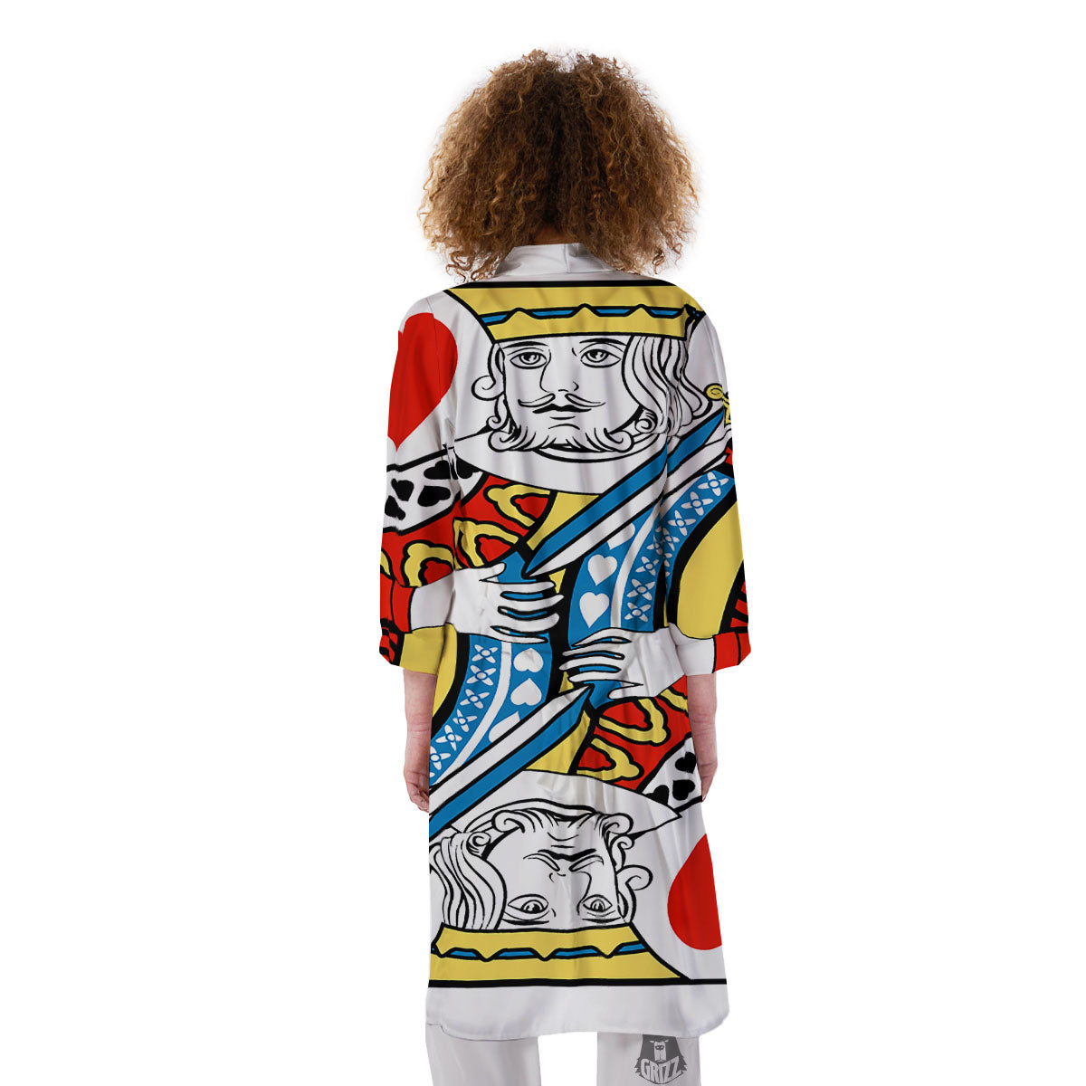 Playing Card King Of Hearts Print Kimono-grizzshop