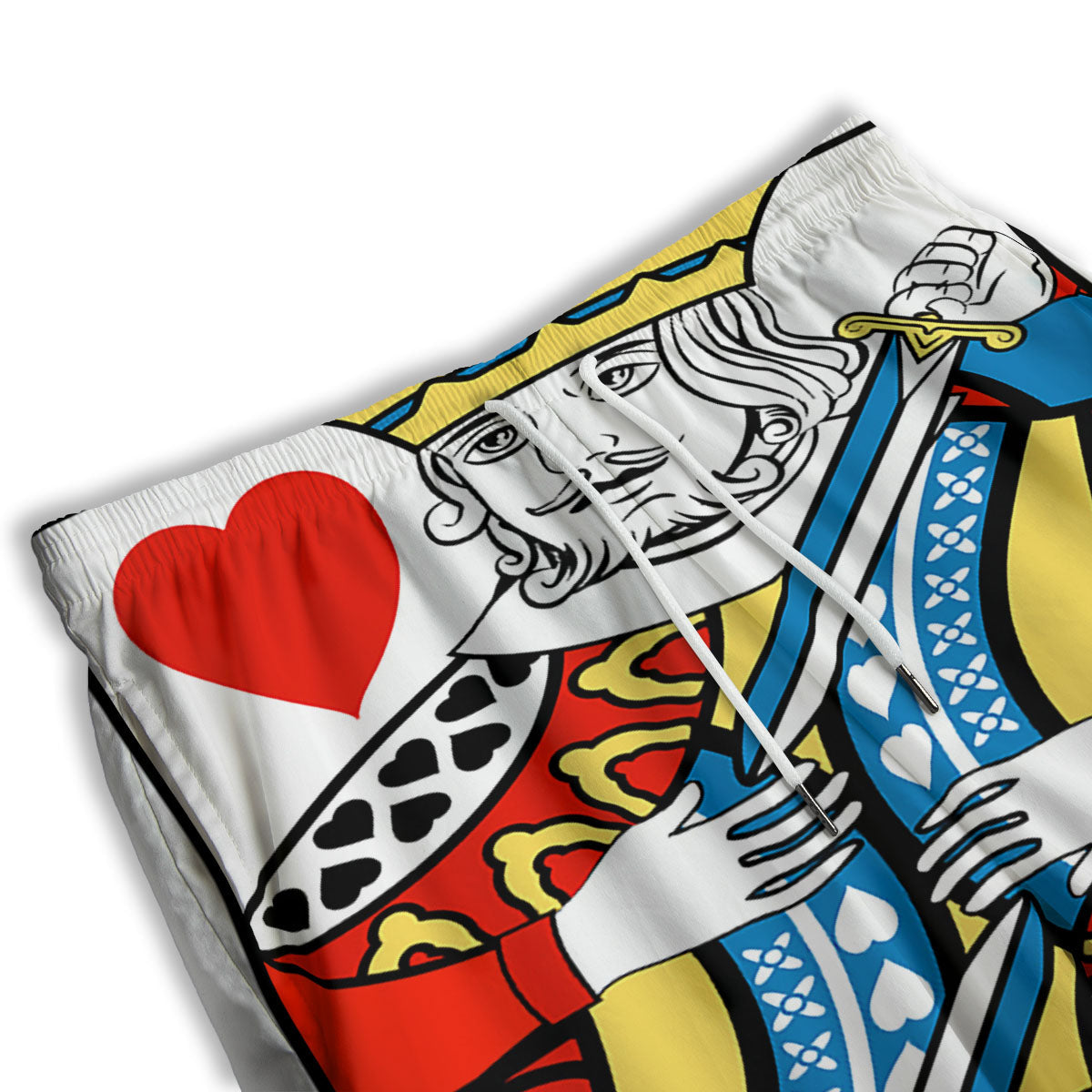 Playing Card King Of Hearts Print Men's Athletic Shorts