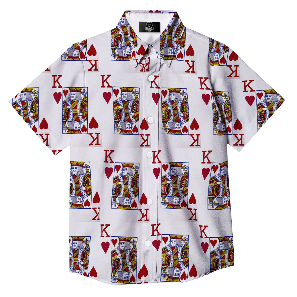 Playing Card King Of Hearts Print Pattern Button Up Shirt-grizzshop