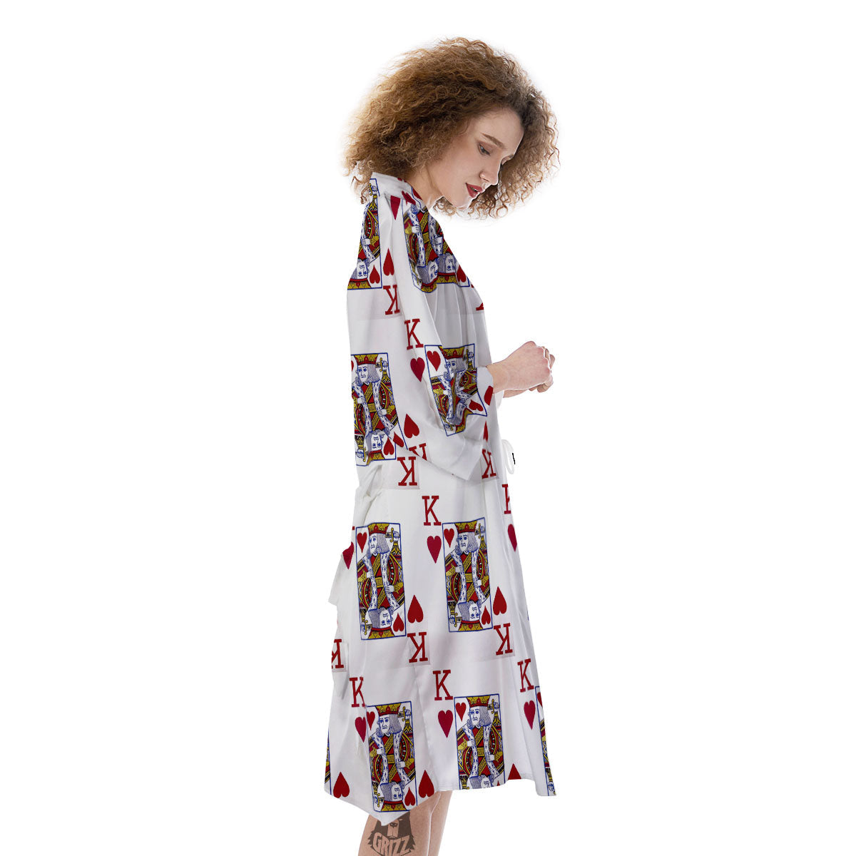 Playing Card King Of Hearts Print Pattern Kimono-grizzshop