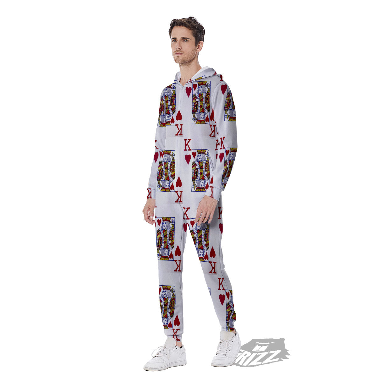 Playing Card King Of Hearts Print Pattern Men's Jumpsuit-grizzshop