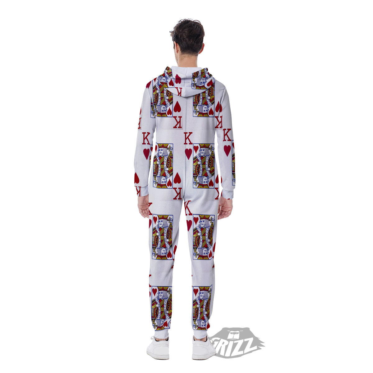 Playing Card King Of Hearts Print Pattern Men's Jumpsuit-grizzshop