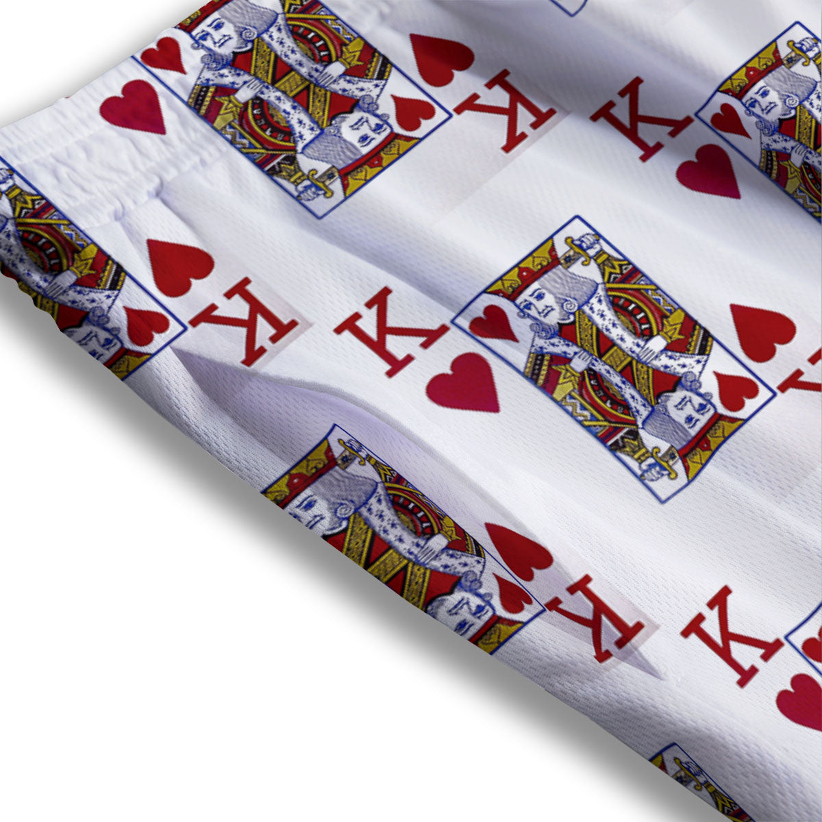 Playing Card King Of Hearts Print Pattern Mesh Shorts
