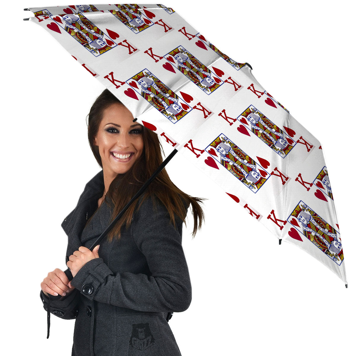 Playing Card King Of Hearts Print Pattern Umbrella-grizzshop