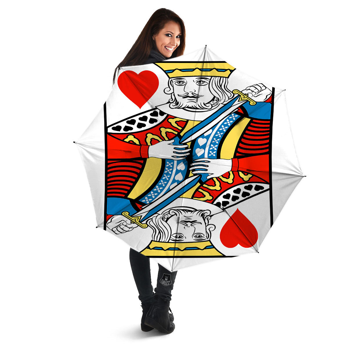 Playing Card King Of Hearts Print Umbrella-grizzshop