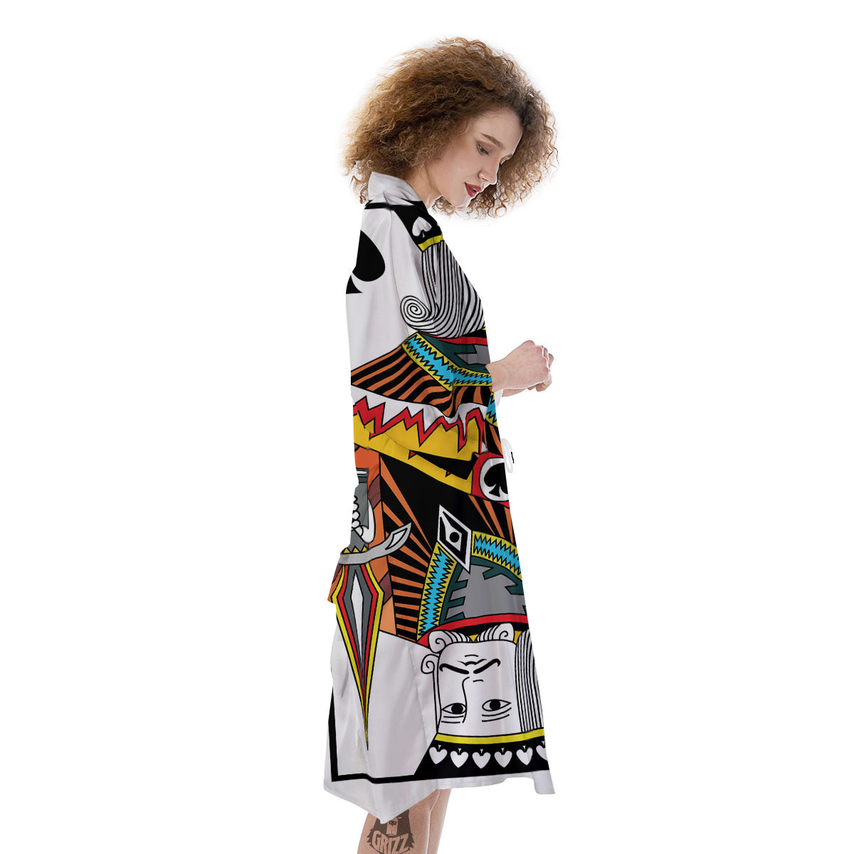 Playing Card King Of Spades Print Kimono-grizzshop