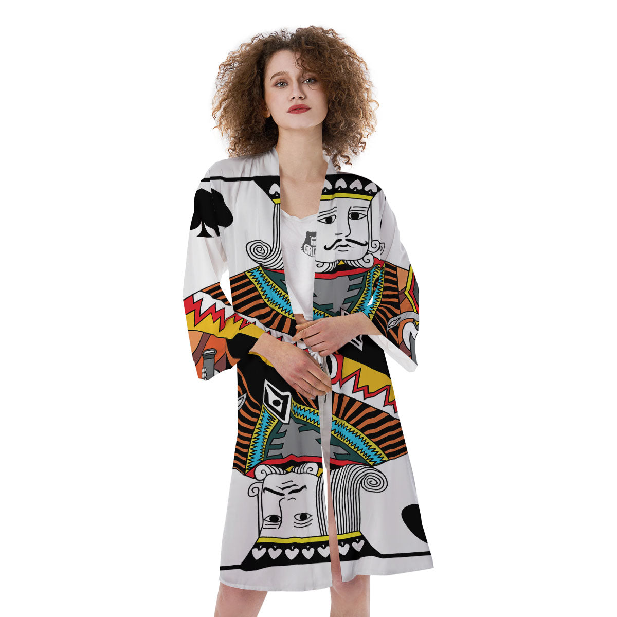 Playing Card King Of Spades Print Kimono-grizzshop