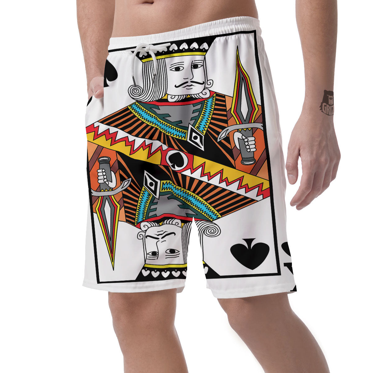 Playing Card King Of Spades Print Men's Shorts-grizzshop