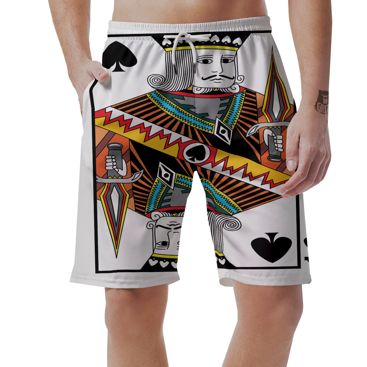 Playing Card King Of Spades Print Men's Shorts-grizzshop