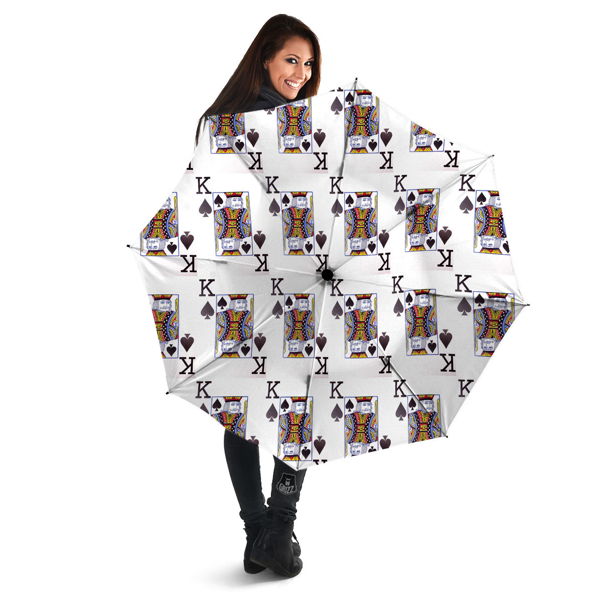 Playing Card King Of Spades Print Pattern Umbrella-grizzshop