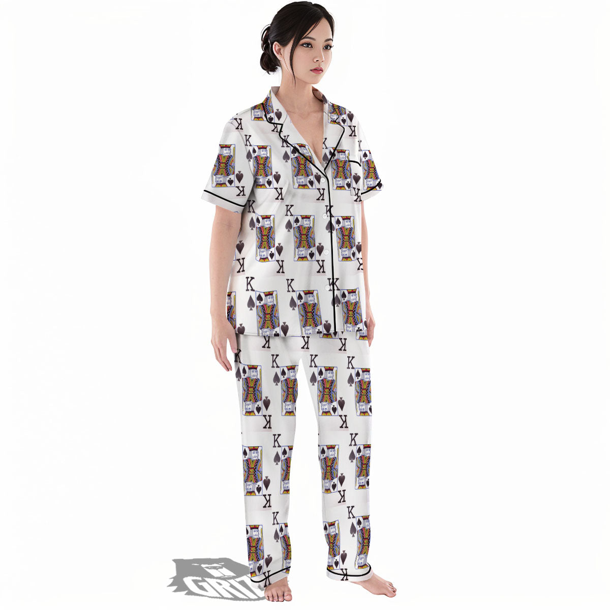 Playing Card King Of Spades Print Pattern Women's Pajamas Set-grizzshop