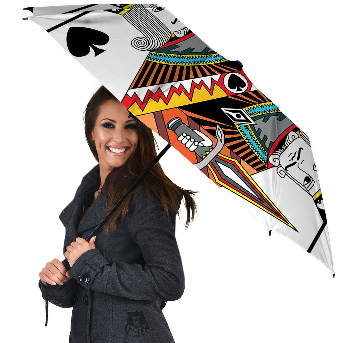 Playing Card King Of Spades Print Umbrella-grizzshop