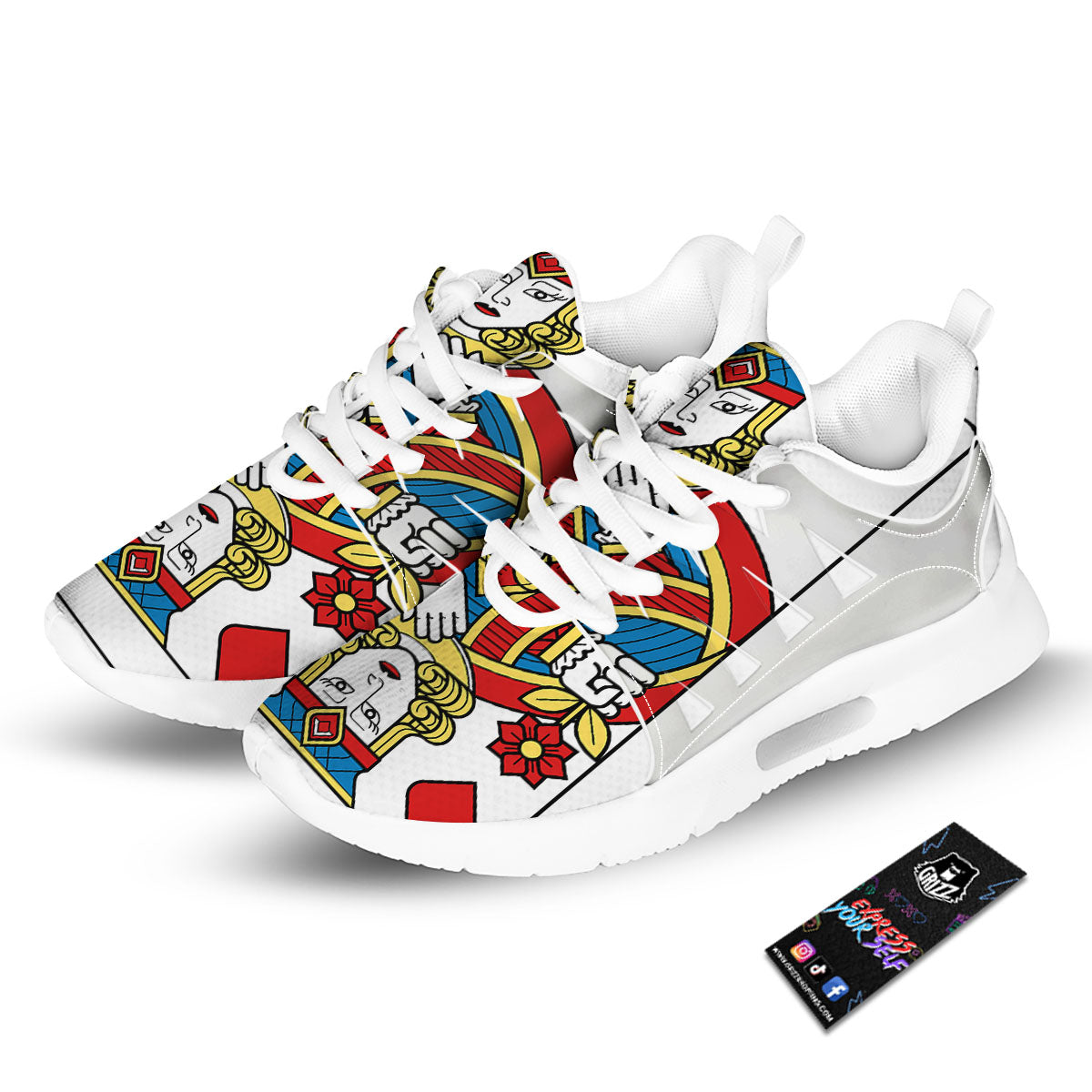Playing Card Queen Of Diamonds Print Tennis Shoes-grizzshop