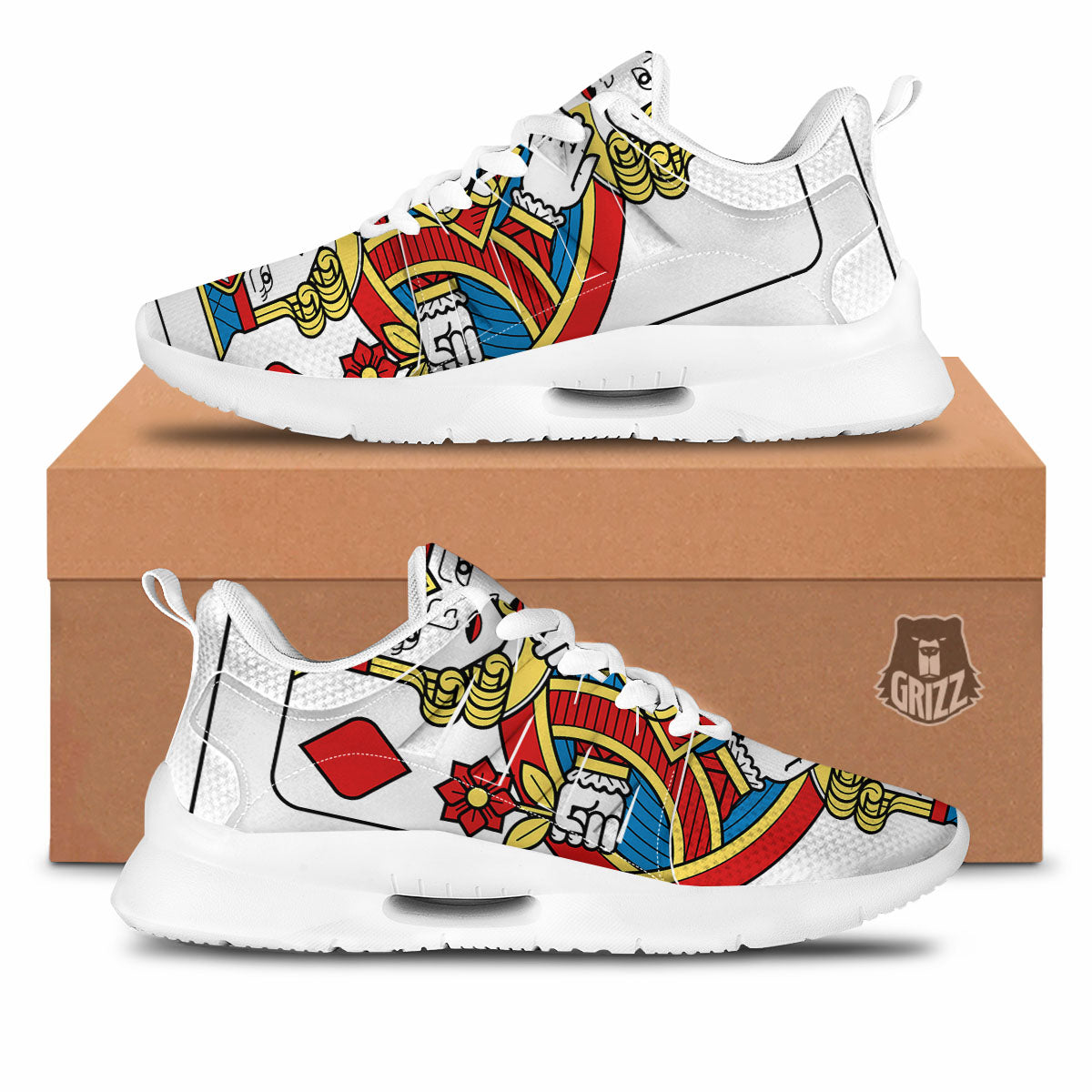 Playing Card Queen Of Diamonds Print Tennis Shoes-grizzshop