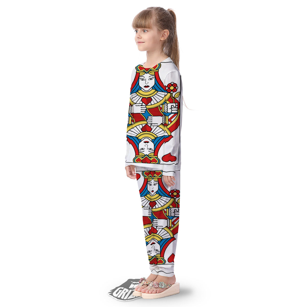 Playing Card Queen Of Hearts Print Kid's Pajamas-grizzshop