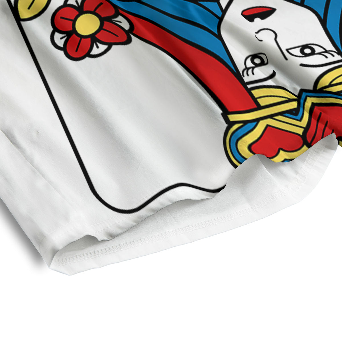 Playing Card Queen Of Hearts Print Men's Athletic Shorts