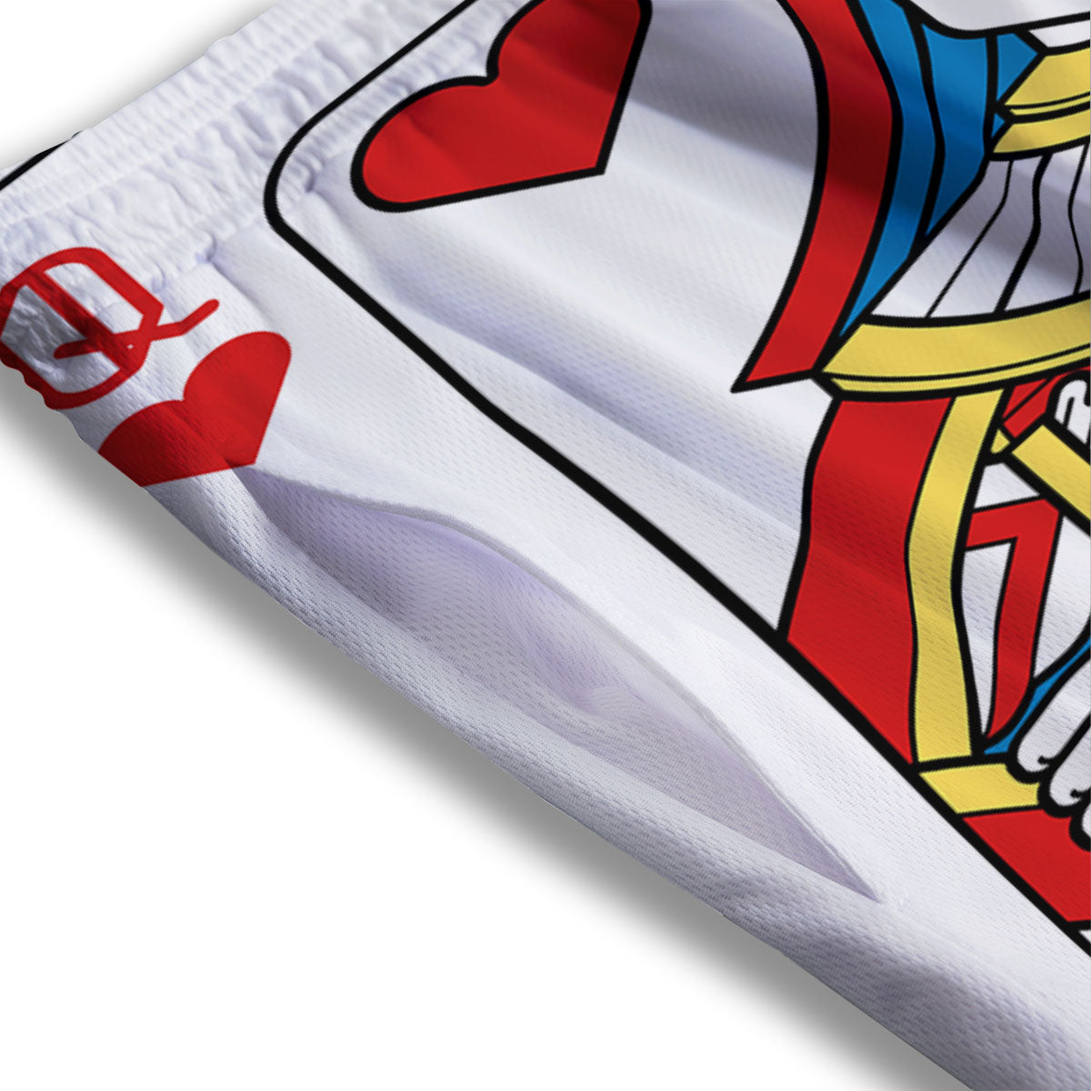 Playing Card Queen Of Hearts Print Mesh Shorts