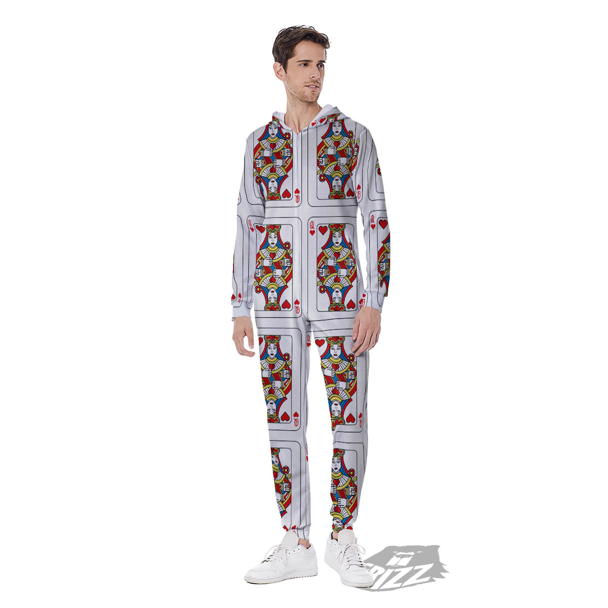 Playing Card Queen Of Hearts Print Pattern Men's Jumpsuit-grizzshop