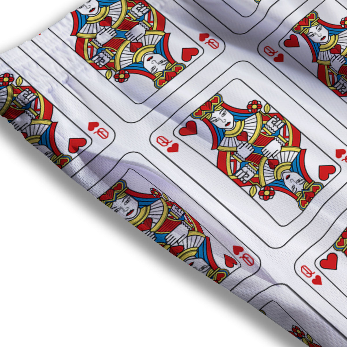 Playing Card Queen Of Hearts Print Pattern Mesh Shorts