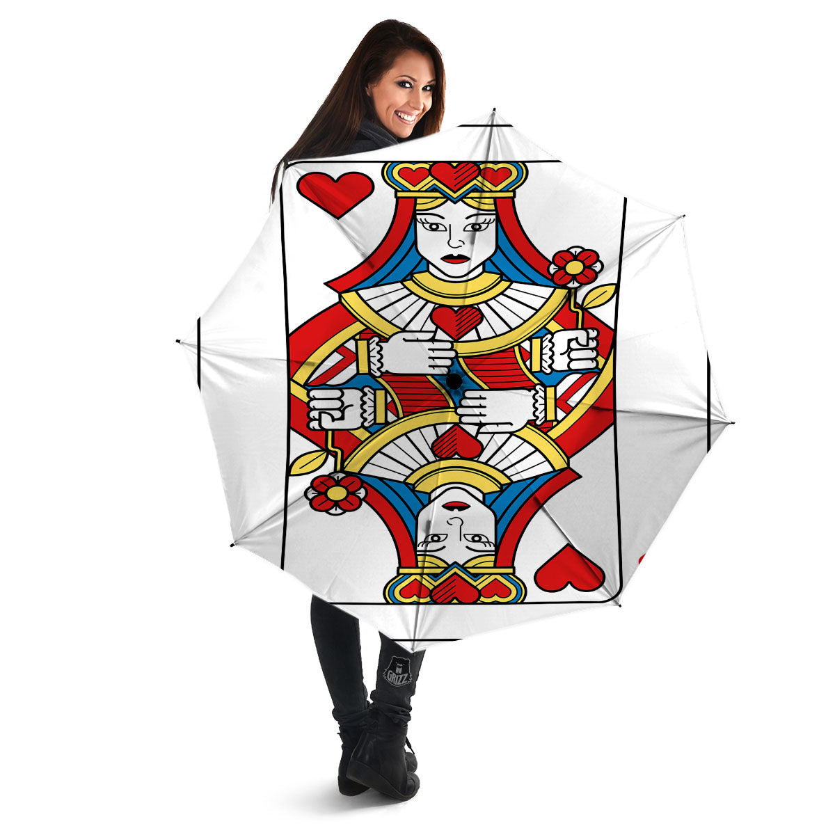 Playing Card Queen Of Hearts Print Umbrella-grizzshop