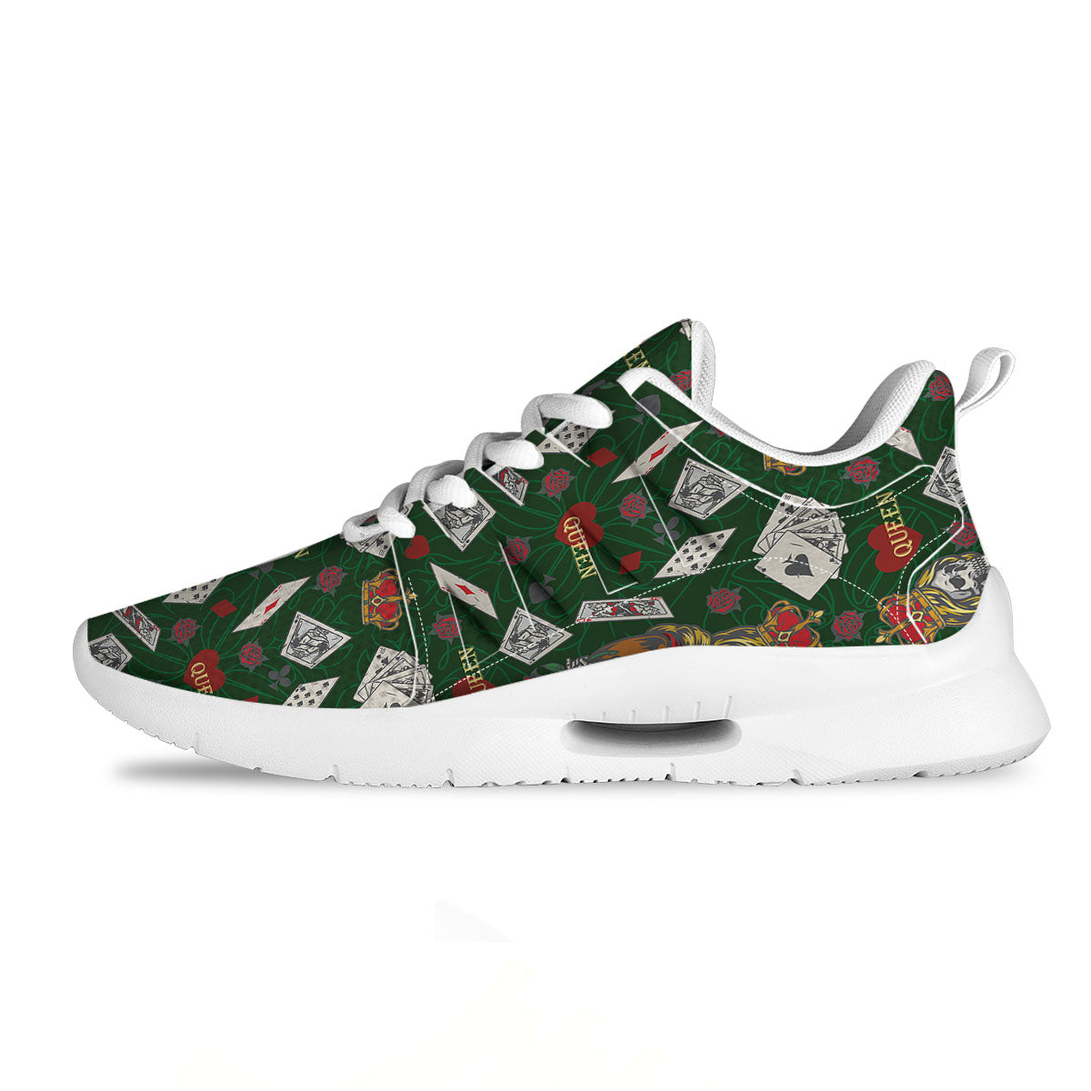 Playing Card Queen Of Spades Print Pattern Tennis Shoes-grizzshop
