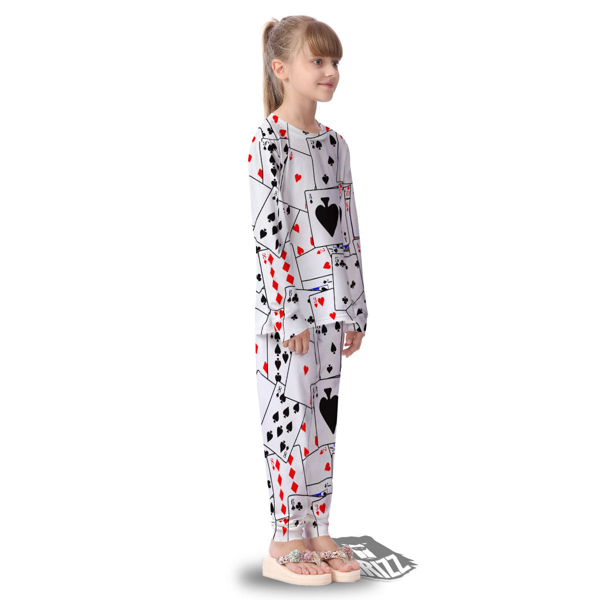 Playing Card Suits Black And Red Print Kid's Pajamas-grizzshop