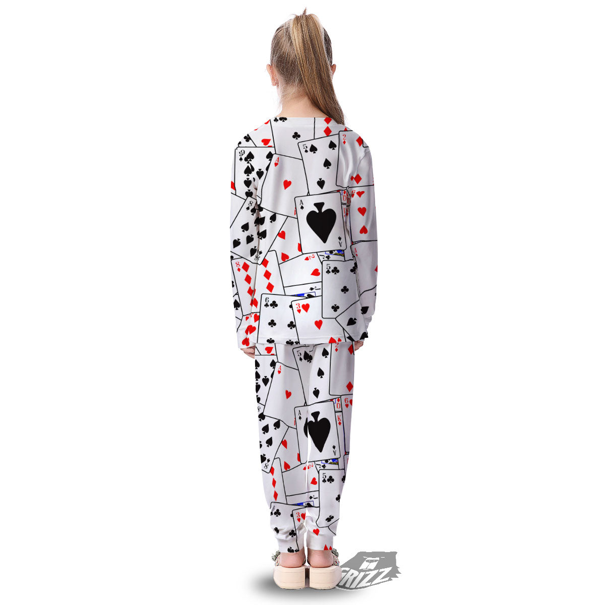 Playing Card Suits Black And Red Print Kid's Pajamas-grizzshop