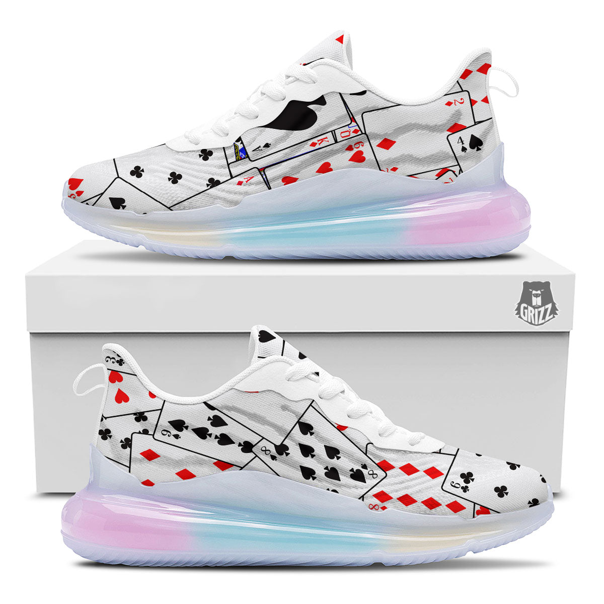 Playing Card Suits Black And Red Print Running Sneakers-grizzshop