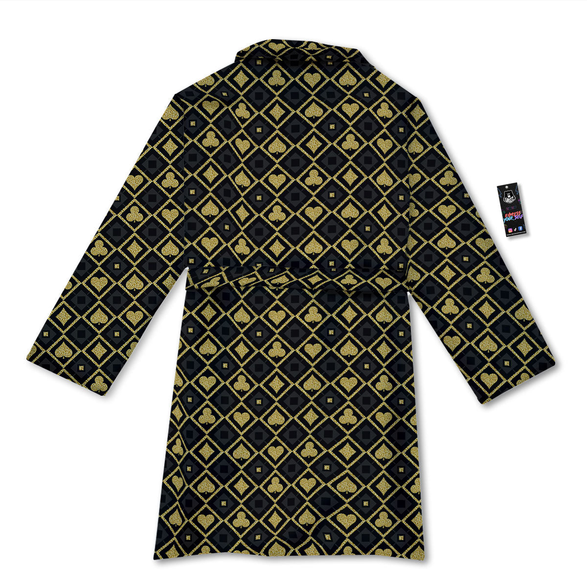 Playing Card Suits Gold Print Pattern Bathrobe-grizzshop