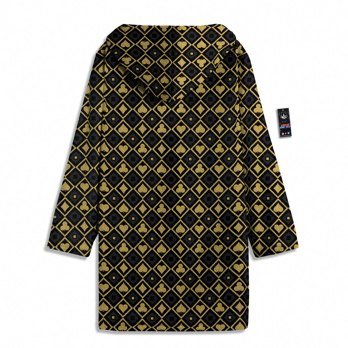 Playing Card Suits Gold Print Pattern Men's Windbreaker Jacket-grizzshop