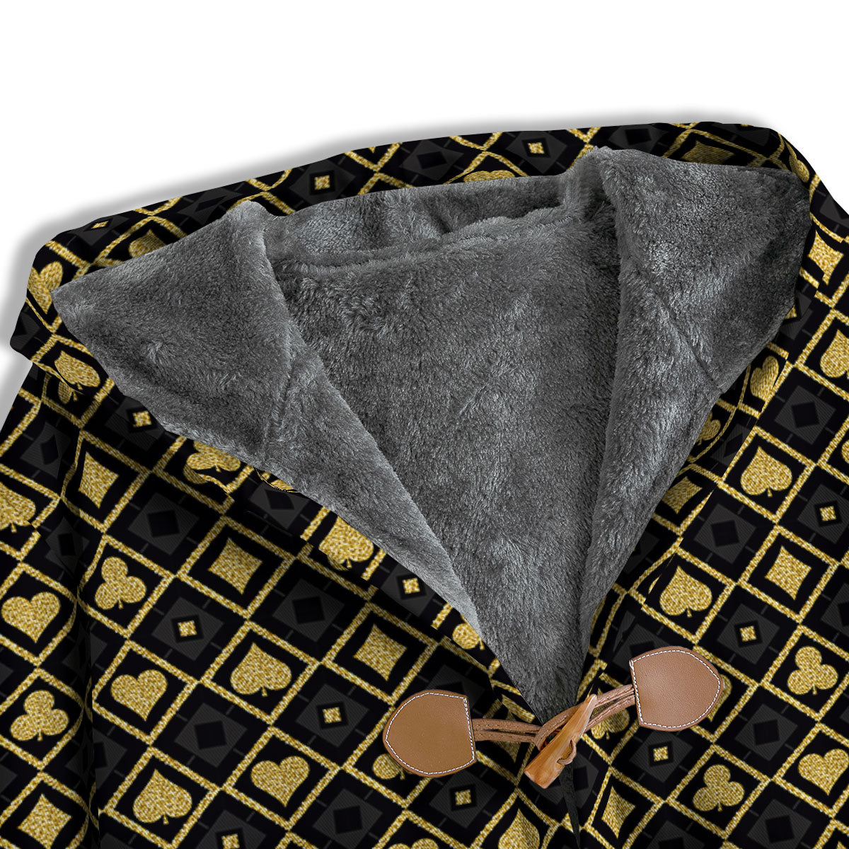 Playing Card Suits Gold Print Pattern Men's Windbreaker Jacket-grizzshop