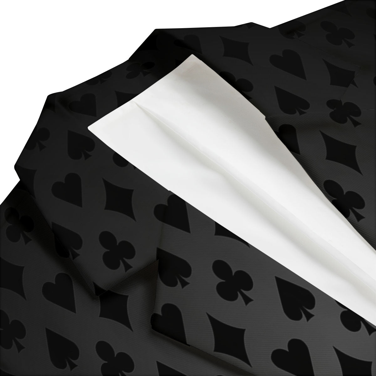 Playing Card Suits Grey And Black Print Men's Blazer-grizzshop
