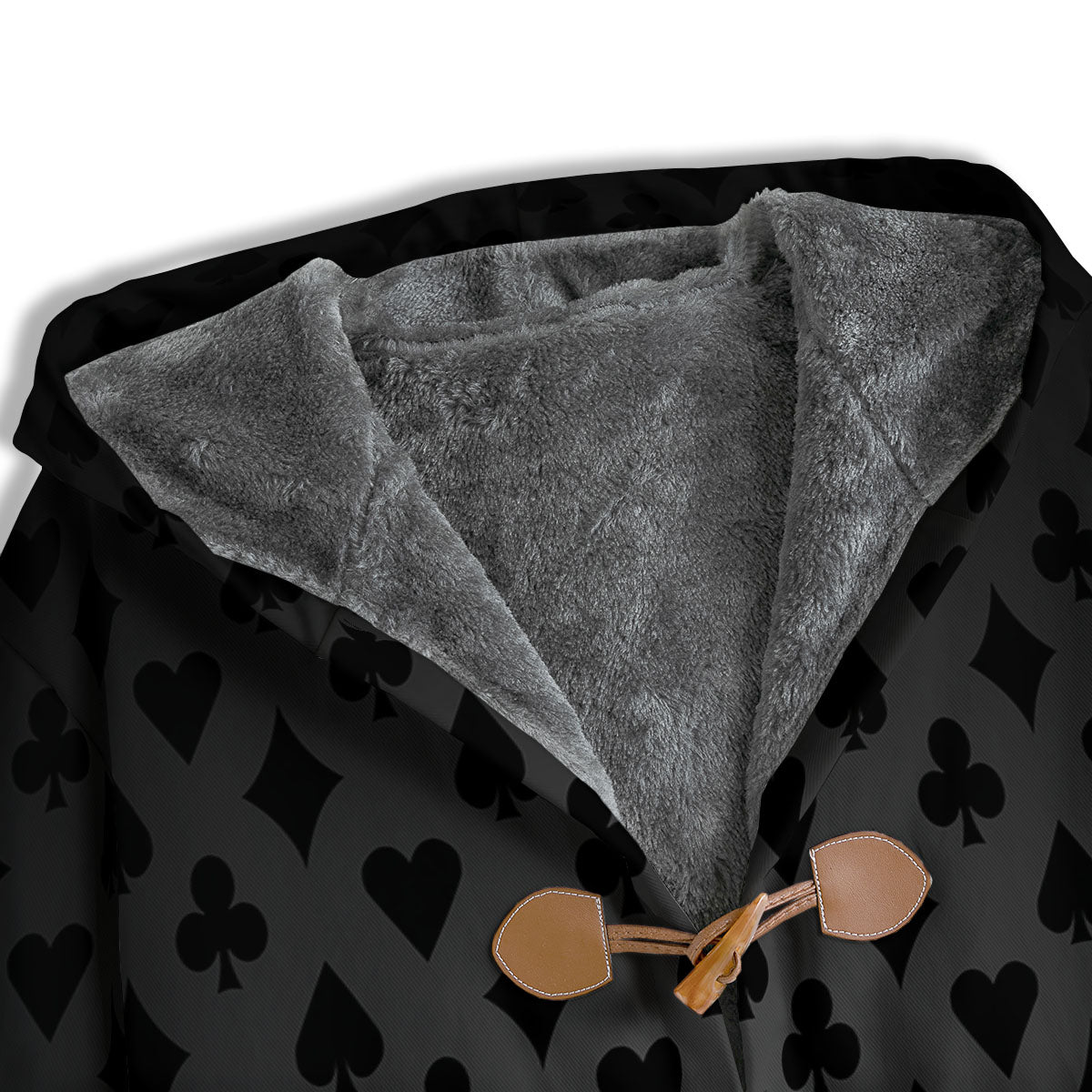 Playing Card Suits Grey And Black Print Men's Windbreaker Jacket-grizzshop